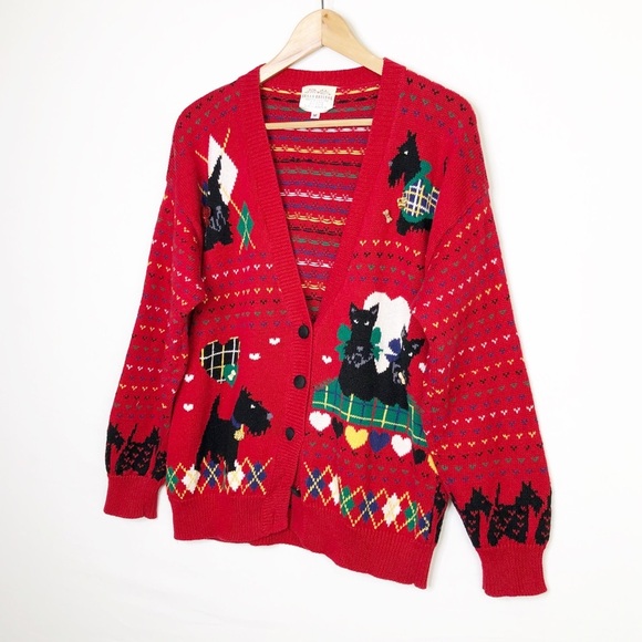 Susan Bristol, rare vintage, 1992 Scottie terrier dog cardigan - Picture 7 of 11